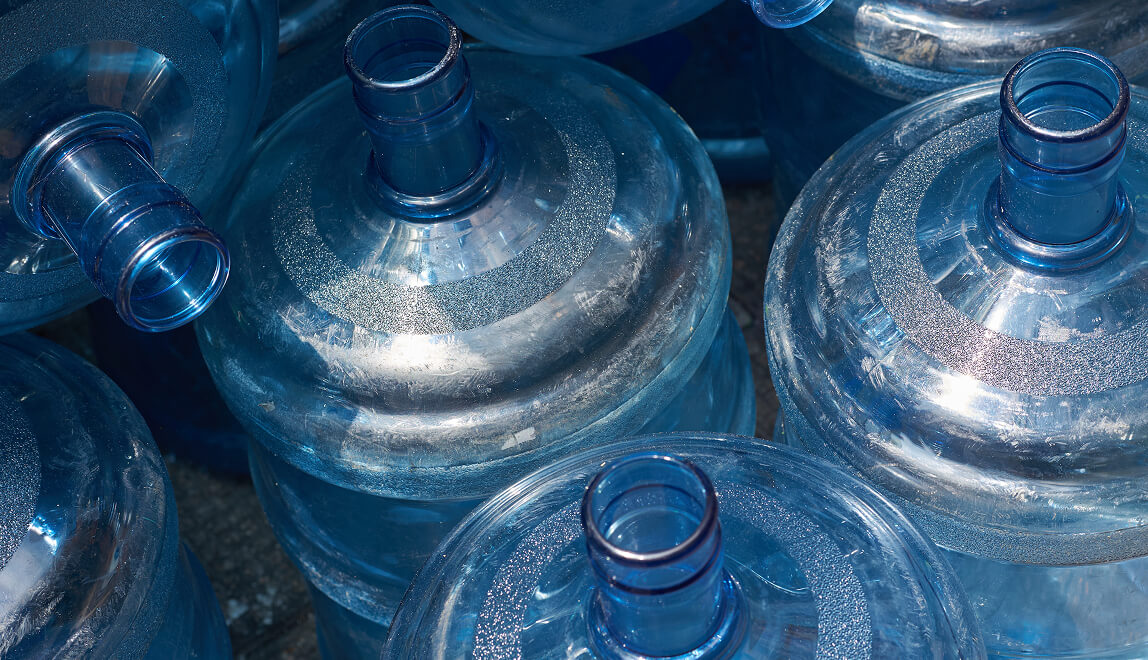 Stack of water gallons